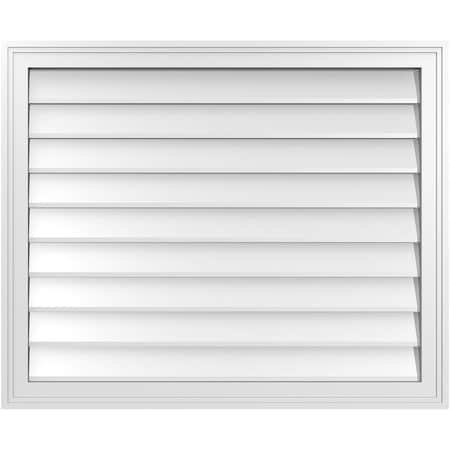 Ekena Millwork Vertical Surface Mount PVC Gable Vnt: Non-Functional, w/2"W x 1-1/2"H, Brickmould Frame, 34"W x 28"H GVPVE34X2802SN